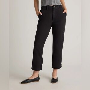 Quince Black Cropped Straight-Leg Organic Cotton Pants